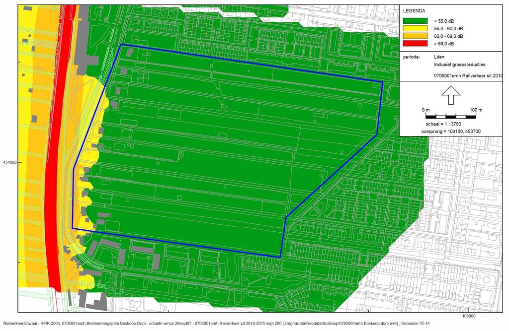 figuur 6: Geluidcontouren railverkeer voor Waterrijk Bedrijvigheid en Milieuzonering Nabij dit plangebied liggen geen relevante bedrijven.