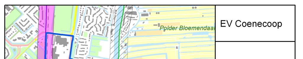 Figuur 5: EV bronnen met relevante zones in plangebied Coenecoop Het groepsrisico wordt bepaald door het effectgebied van 80