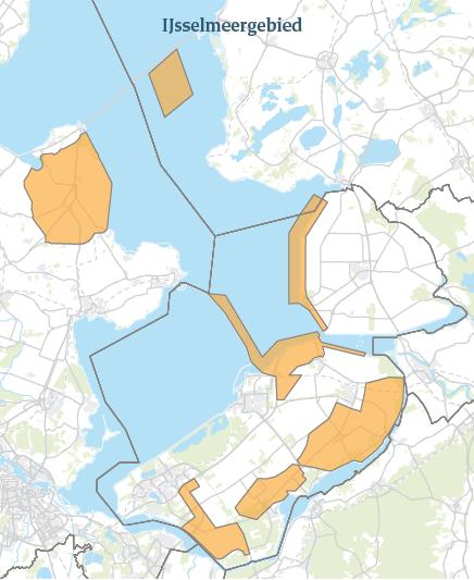 Figuur 3.3: Uitsnede ontwerp structuurvisie wind op land. De oranje delen zijn aangewezen als gebied waar grootschalige windenergie kan plaatsvinden.