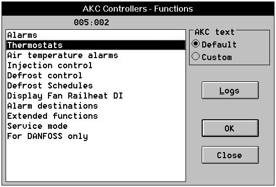 Menulijst De menulijst geeft in AKM de functies weer van een regelaar. De omschrijving is verdeeld in functiegroepen welke zichtbaar zijn op het scherm.
