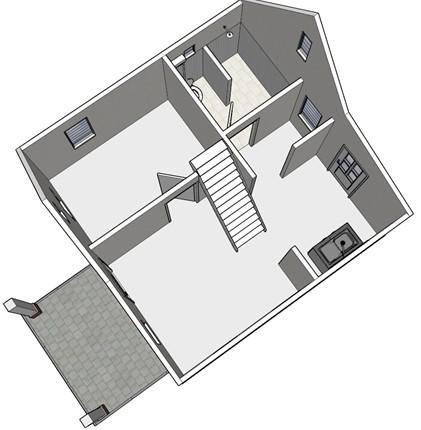 Woning B Algemeen Woning B wordt gebouwd op een perceel van ca. 300m². De woning heeft een woonoppervlakte van ca. 55 m² en is voorzien van een overdekt terras.