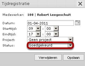 Selecteer de juiste status Selecteer hier de juiste status van de registratie. Klik op Opslaan.