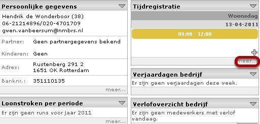 Medewerkerslogin De medewerker kan ook zijn eigen tijdregistratie bijhouden.