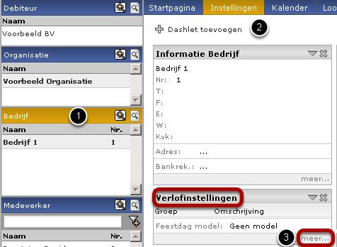 Verlofinstellingen aanmaken Dashlet