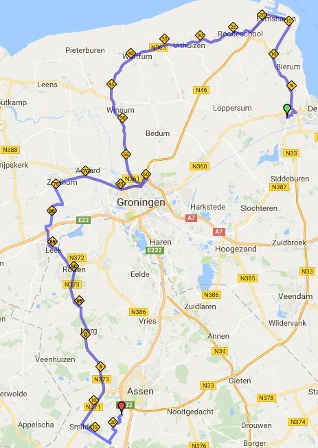 VOORLOPIGE PARCOURSEN (VR) Men Under 23 Road Race, start Appingedam, 194 km
