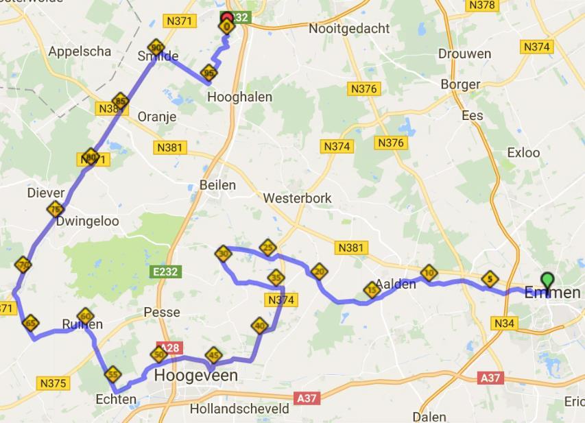 VOORLOPIGE PARCOURSEN (ZA) Women Elite Road Race, start Emmen, 148 km (aanloop