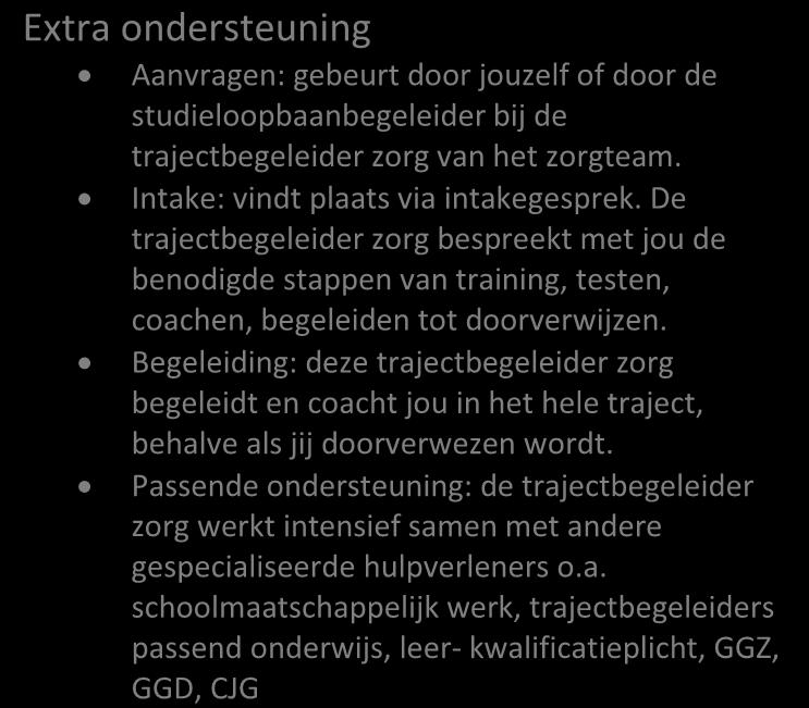 De trajectbegeleider zorg bespreekt met jou de benodigde stappen van training, testen, coachen, begeleiden tot doorverwijzen.