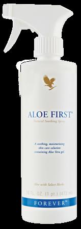 284 6,78 142 gr 473 ml MET ALOË & HONING 318 4,60 59 ml FOREVER FAVORITE ALOE FIRST ALOE EVER-SHIELD Aloe First Spray is een multifunctionele spray die je huid kalmeert en