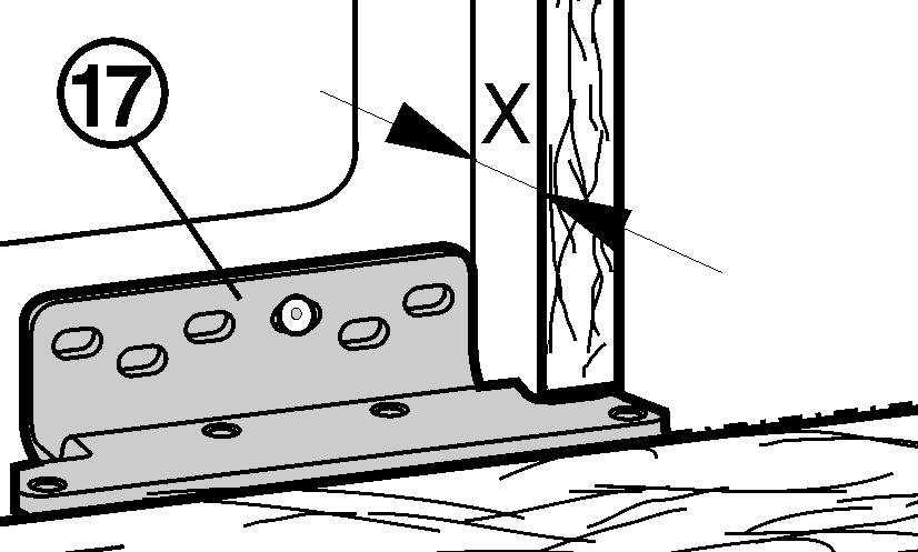 u Schuif het apparaat in de nis, tot de onderste lagerbus Fig. 27 (17) de voorzijde van de meubelwand raakt. w De lagerbus Fig.