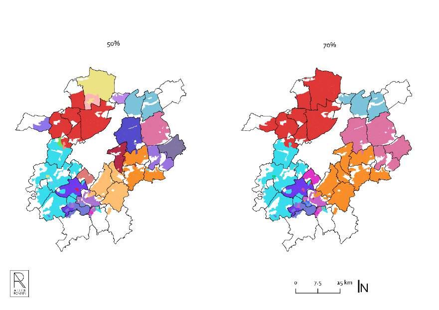 We beslissen om een extra analyse op te maken om differentiatie binnen de woonregio Gent op kaart te plaatsen.