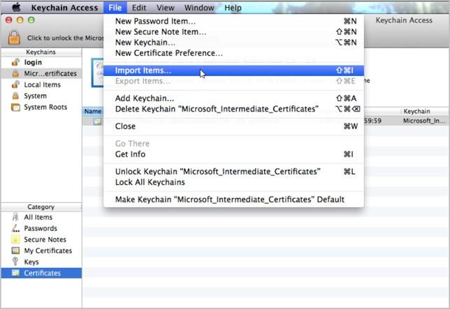 Mac OS Open: Keychain Access