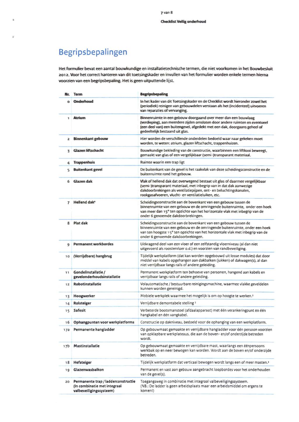 lvan8 i " Begripsbepalingen Het fonnuiier" be.ovat een aantal bouwkundìge en installatietechnìsche rennen, die niet voorkomen in het BouwbesIuit 2012.