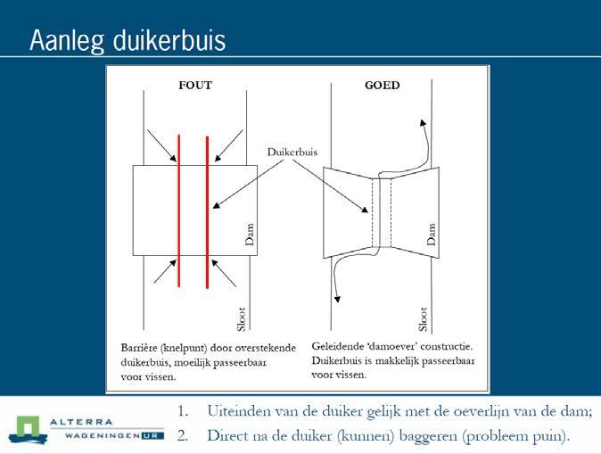 Deze publicatie is in opdracht van het ministerie van EZ Figuur 12: Goede en foute wijze van aanleg van een duikerbuis in een dam (bron: Ottburg en De Jong, 2006, Alterra-Bureau Viridis).