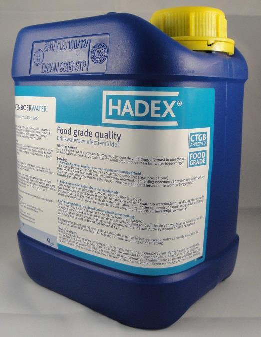 Hadex drinkwater desinfectiemiddel Een veilig, effectief en makkelijk toepasbaar product.