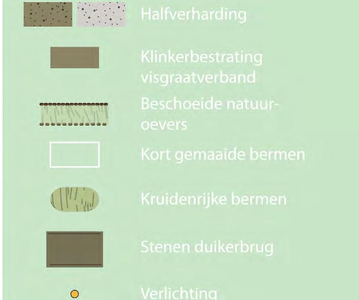 Brede, met knot- en treurwilgen beplante oevers kleden dit dorpsdeel in. De grote tuinen zijn afgezet met een ligusterhaag, in het zuiden met een landelijke gemengde haag.