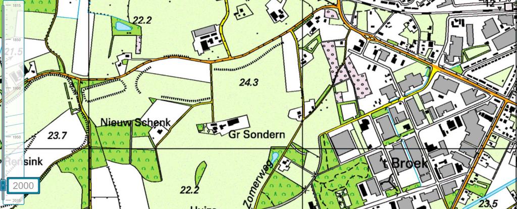 Afbeelding 13. Situatie van rond 2000, met het plangebeid in het rode kader (Bron: www.topotijdreis.nl). 5.