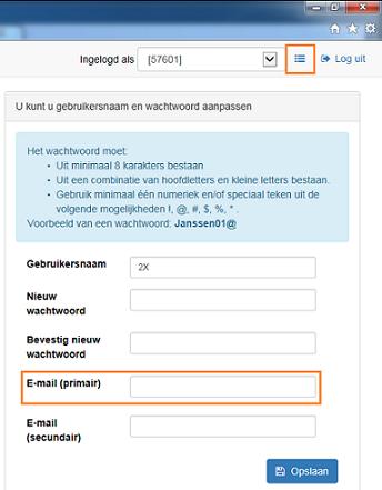 Als er geen wachtwoord is ingevuld bij het veld "E-mail (primair):", typ dan het e-mailadres van de betreffende medewerker in, zoals dat ook in Intramed staat. Klik op de knop "Opslaan".