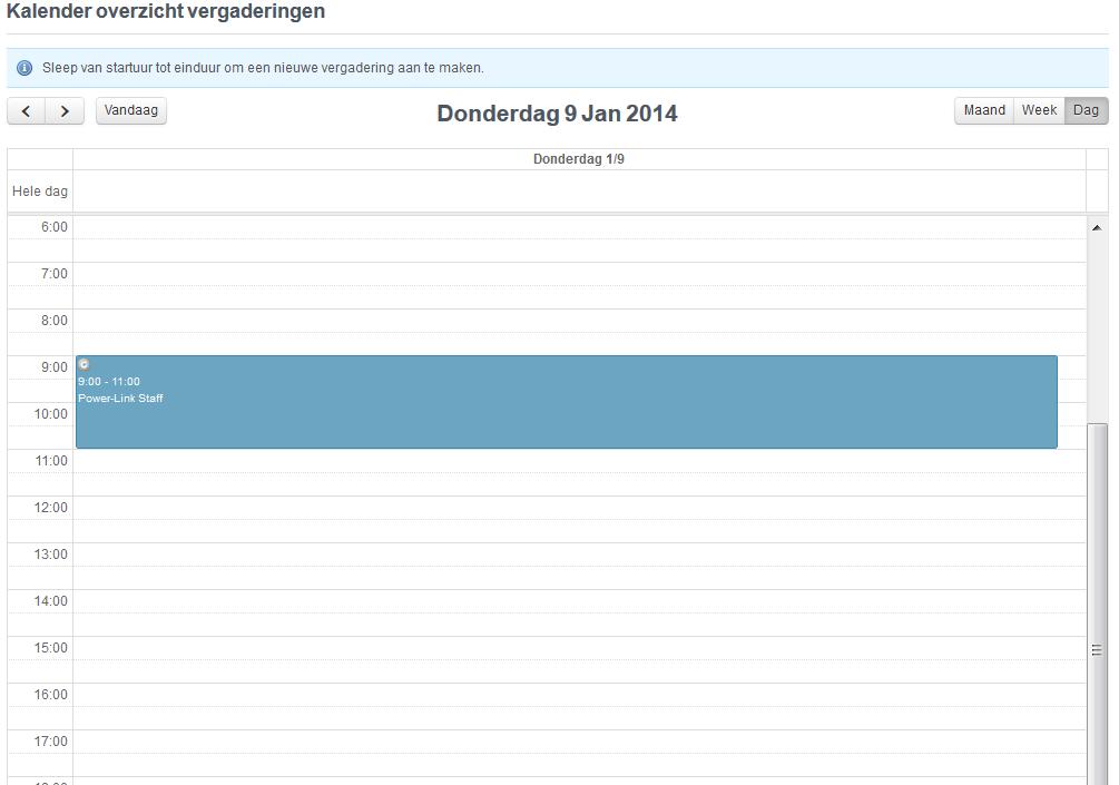 Onderaan ziet u de kalender met een overzicht van alle vergaderingen: U ziet hier enkel de tijden en titels van de vergaderingen, andere informatie is niet zichtbaar. 5.