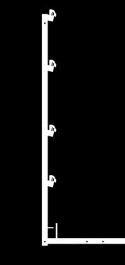 De steigernetten worden onder (ter hoogte van de steiger vloer) en boven (op m hoogte boven de steigervloer) aan een leuning bevestigd.