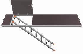 Aluminium passagevlonder T9 met ladder buisoplegging Plancher d accès plein aluminium T9 avec echelle incorporée, application-tube Acces