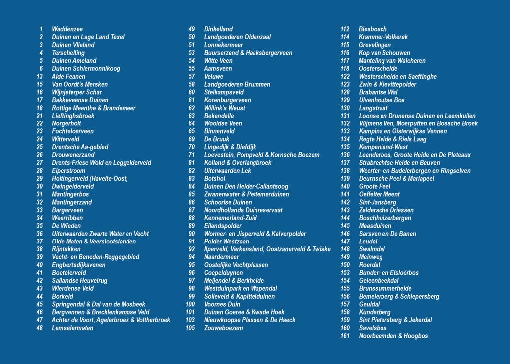 21 Lieftinghsbroek 22 Norgerholt 23 Fochteloërveen 24 Witterveld 25 Drentsche Aa-gebied 26 Drouwenerzand 27 Drents-Friese Wold en Leggelderveld 28 Elperstroom 29 Holtingerveld (Havelte-Oost) 30