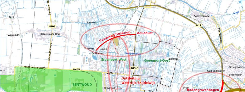 Scenario 6: korte verbinding bij Moordrechtboog, rondweg noordelijk van