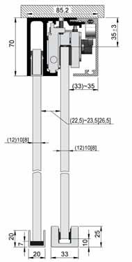 onderste geleiding HELM U-rail voor vast deel HELM GT-S 150 U- afdeklijst naast vast deel 6 7 8 Toebehoren HELM onderste aanslagbuffer glas HELM