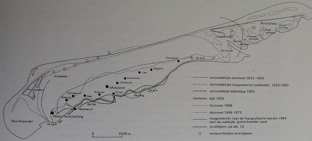 Figuur 9 Globaal beeld van de kustlijnontwikkeling in de afgelopen eeuwen (uit Min EZ, 2010, naar Westhoff & van Oosten, 1991) 2.