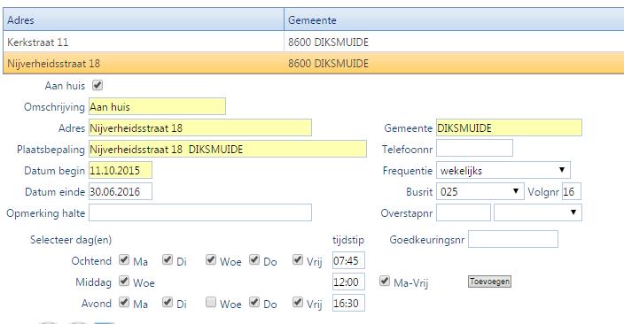 = Alle dagen van de geselecteerde periode/halte wijzigen 5.