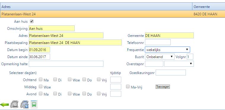 Indien de halte reeds gekend is bij broer zus, dan neemt het programma automatisch het busnummer, volgnummer en tijdstip over. 4.5. Wat te doen als de buspassagier meerdere haltes heeft?