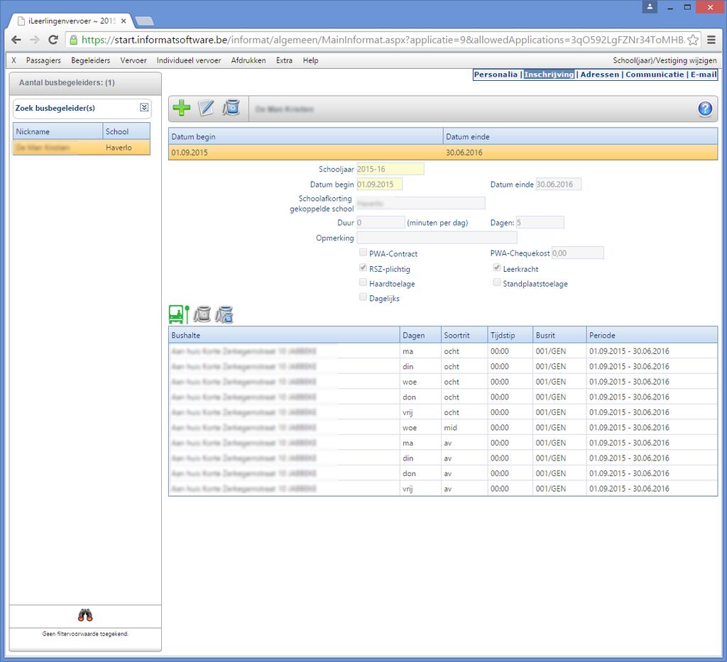 4.6. Hoe worden de ritten beheerd? Dit geldt zowel voor de eigen leerlingen als voor de leerlingen van andere scholen. Binnen de scholengroep kan u de leerlingen gemakkelijk gaan opzoeken/overzetten.