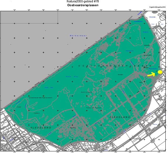 Figuur 3.1: Begrenzing van het Natura 2000-gebied en Beschermd Natuurmonument Oostvaardersplassen.