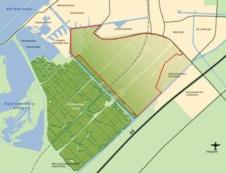 Figuur 2.2: Zuid en ligging t.o.v. Oostvaardersplassen (bron: www.kcap.nl) Het plangebied waar deze passende beoordeling betrekking op heeft is alleen de eerste fase van Zuid.