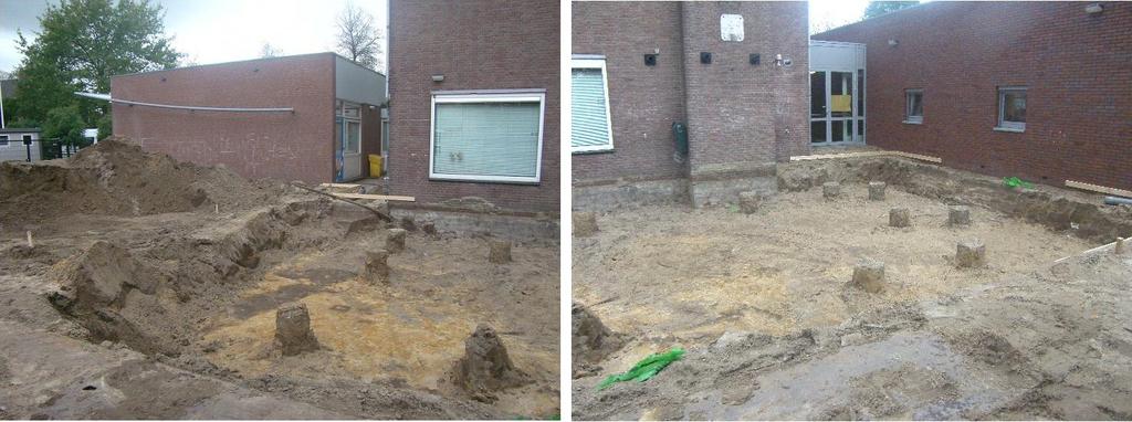 6 Werkzaamheden en resultaten Alle graafwerkzaamheden ten behoeve van de nieuwbouw in het plangebied zijn archeologisch begeleid. De begeleiding vond plaats op 21 en 28 oktober en 26 november 2013.