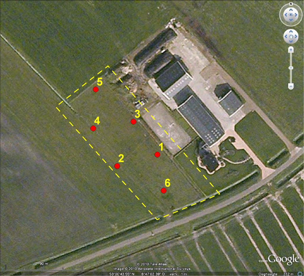 3. Veldonderzoek 3.1 Aanpak veldonderzoek (KNA 3.1 VS01) Het veldonderzoek is uitgevoerd op 12 augustus 2010. Er zijn 6 verkennende boringen gedaan (zie Figuur 6).