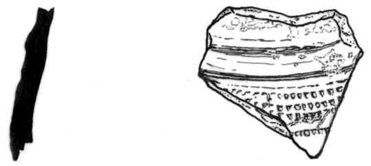 vermoedelijk 5 e -6 e eeuw (vnr 11-07-01.2). Afbeelding 10 Gladwandige rand met stempel, vermoedelijk 5 e -6 e eeuw (vnr 06-05-10.4).