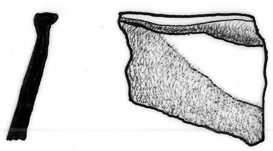 Afbeelding 64 Randfragment van een Pingsdorf drinkbeker, type 3.4b/c (periode 4, 5). Gedateerd tussen 960-1140 uit context 20010 (vnr 02-01-01.4).