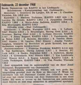 1968-2018 50 JAAR DAMESVELDLOOP KASVO 1968. Hoe het allemaal begon. De veldloop voor Dames in Oudenaarde bestaat 50 jaar.