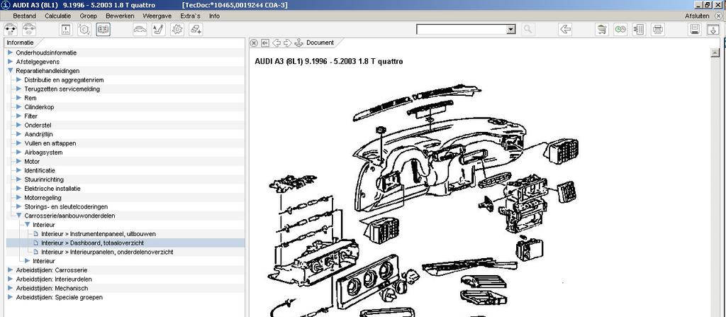 Reparatieinstructies Dashboard uit- en inbouwen EGIS-2 geeft duidelijk instructies over Carrosserie en aanbouwdelen.