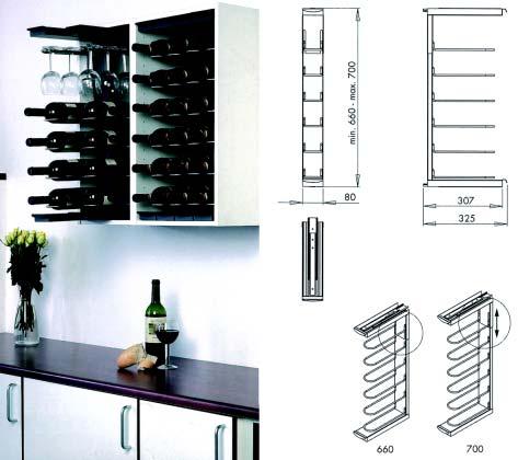 Afwerking Montage Type Verpakking 051260 mat chroom links 195.140 1 051264 mat chroom rechts 195.411 1 Uittrekbaar wijnrek type 195.400 en 195.