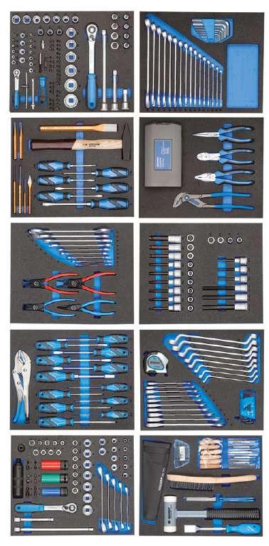028 029 TS-308 GEREEDSCHAPSORTIMENT IN CHECK-TOOL-MODULES 308-delig 1749, gereedschapsassortiment in Check-Tool-modules (CT) slipvast, met greepuitsparingen resistent tegen oliën en vetten
