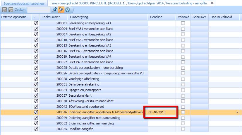 Deadlines Wanneer we spreken over deadlines denken we onmiddellijk op taakniveau. Het is namelijk zo dat een bepaalde taak tegen een bepaalde datum voltooid moet zijn.