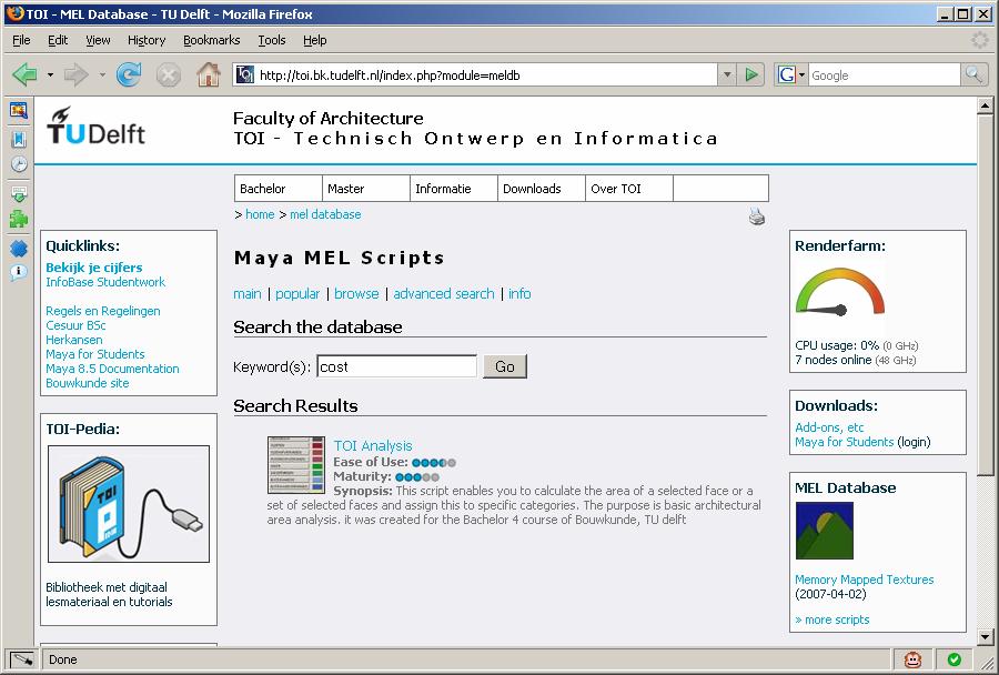 Kostenanalyse MEL Database >