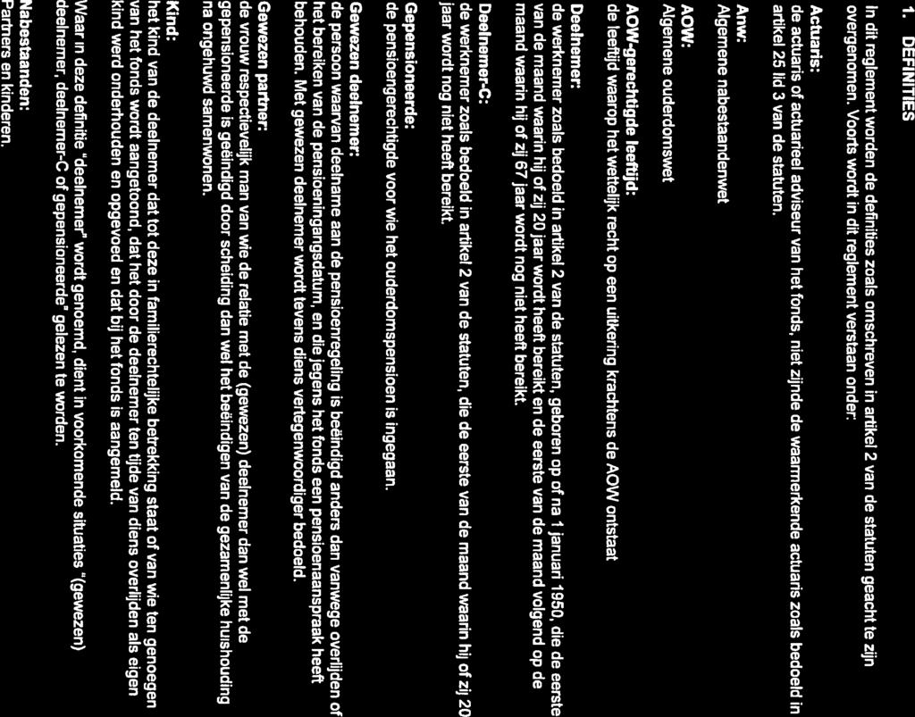 Pensioeiireglernenl Peiisioenfonds Medewetkers Ao[heken 1. DEFINITIES In dit reglement worden de definities zoals omschreven in artikel 2 van de statuten geacht te zijn overgenomen.