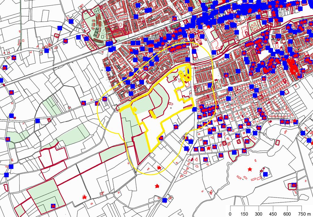 Omgevingsrapport Sportlaan_10 Geselecteerd perceel 25-meter buffer Perceelgrenzen