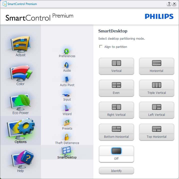 3. Beeldoptimalisatie 3.6 SmartDesktop Handleiding SmartDesktop SmartDesktop is onderdeel van SmartControl Premium. Installeer SmartControl Premium en kies SmartDesktop bij Opties.