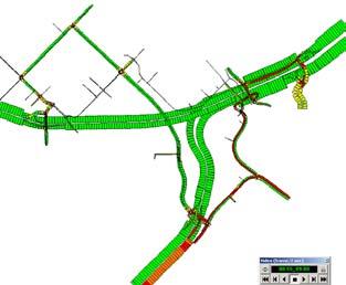 3.4.1 Modelresultaten Autonome situatie Het resultaat wordt getoond door middel van filmpjes van voertuigen, en van wegvakken (oogt als macrodynamische simulatie).