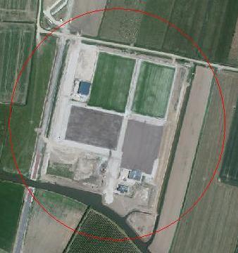 De luchtfoto is genomen ten tijde van de aanleg van het sportpark.
