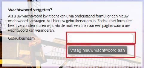 Wachtwoord vergeten? Indien u uw wachtwoord bent vergeten, kunt u deze opvragen via de website. U gaat hiervoor naar het inlogscherm van de site.