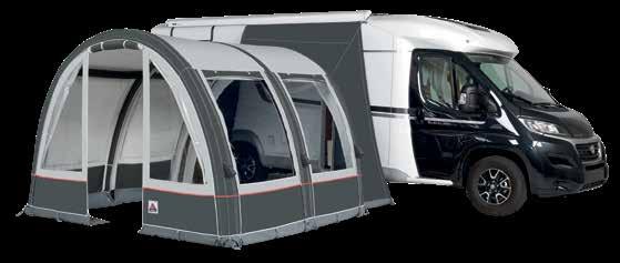 > CAMPER VOORTENTEN Traveller Air All Season Het traditionele tentframe is vervangen door opblaasbare luchtslangen. Voordelen hiervan zijn o.a. minder gewicht, een snellere opbouwtijd en onder alle weersomstandigheden een zeer stabiele tent.